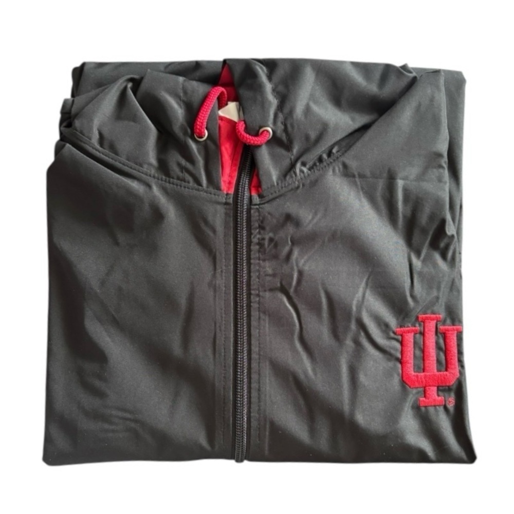 CHAMPION Men’s NCAA Quarter Zip Hooded Windbreaker Indiana U Hoosiers Black/Red - Picture 4 of 5